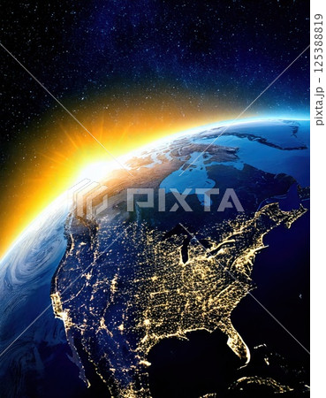 宇宙から見たアメリカ合衆国(ai生成画像） 125388819