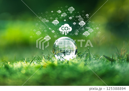 co2 emission concept, environment and carbon reduction for sustainable environment co2 emission concept, environment and carbon reduction for sustainable environment 125388894