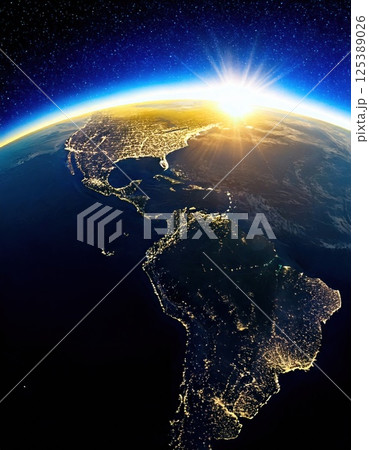 宇宙から見た南アメリカ大陸（ai生成画像） 125389026