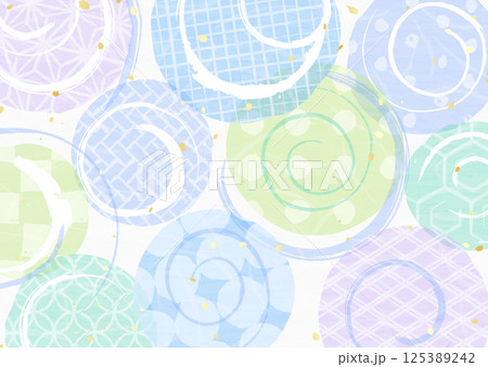 いろいろな和柄の和紙風テクスチャの背景イラスト いろいろな和柄の和紙風テクスチャの背景イラスト 125389242