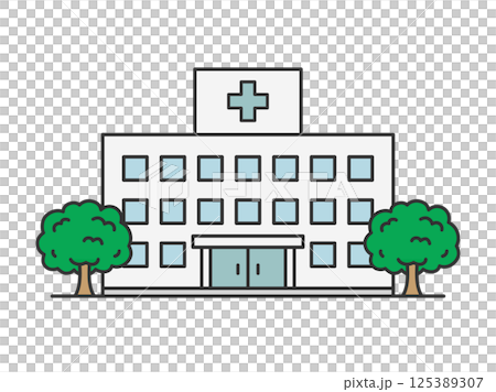 醫院外觀插圖(線條彩繪) 醫院外觀插圖(線條彩繪) 125389307