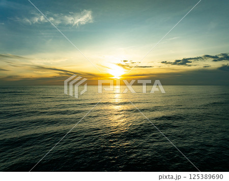 Aerial view beautiful sea surface nature background,Amazing waves texture ocean with clouds 125389690