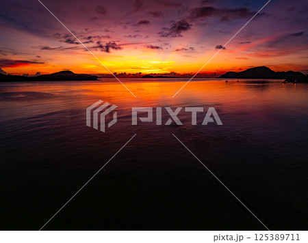 Sea sunset or sunrise sky waves nature background,Amazing sunset landscape view 125389711