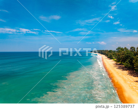 Aerial view beautiful sea surface nature background,Amazing waves texture ocean with clouds 125389737