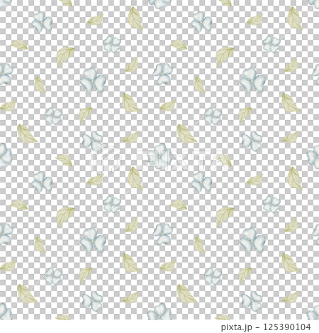 Pattern wild field blue flowers violet, leaves. Watercolor illustration is hand drawn. Seamless print children on background for textile design, fabric, packaging, wallpaper, clothes, birthday, Easter Pattern wild field blue flowers violet, leaves. Watercolor illustration is hand drawn. Seamless print children on background for textile design, fabric, packaging, wallpaper, clothes, birthday, Easter 125390104