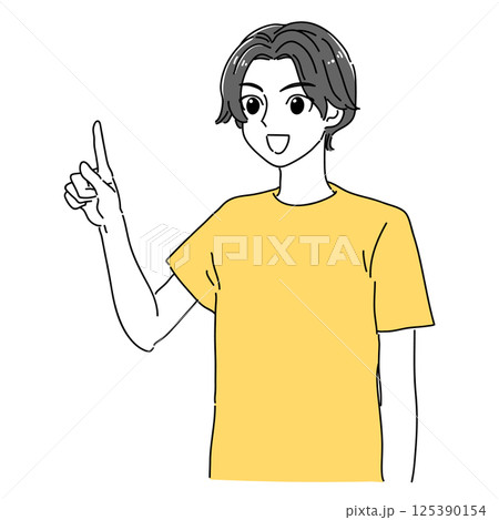 漫画テイストな指を差す男性のイラスト(イエロー×グレー) 漫画テイストな指を差す男性のイラスト(イエロー×グレー) 125390154