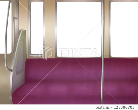 背景イラスト　電車内(昼、窓透過) 125390703