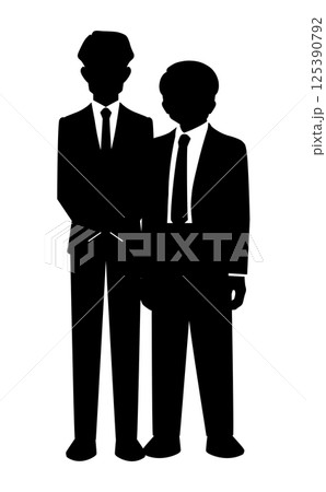 男性漫才師の宣材写真のシルエット（全身） 125390792