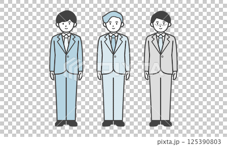 三位西裝男士的一組(全身,無姿勢) 三位西裝男士的一組(全身,無姿勢) 125390803