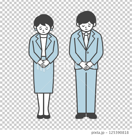 穿著辦公室休閒服的男女道歉(全身) 穿著辦公室休閒服的男女道歉(全身) 125390818