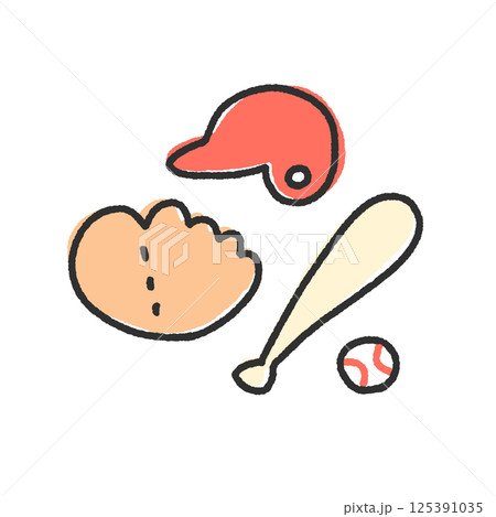 ゆるくて可愛い野球道具のセット ゆるくて可愛い野球道具のセット 125391035