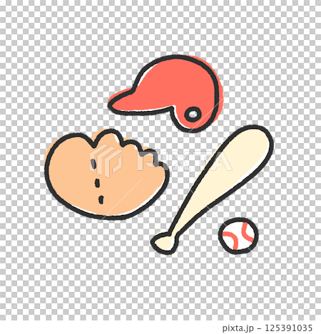 ゆるくて可愛い野球道具のセット ゆるくて可愛い野球道具のセット 125391035