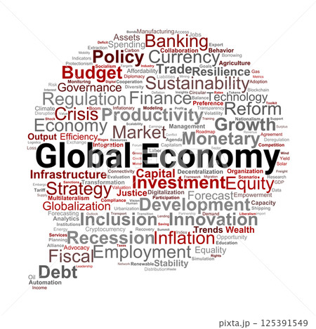 Global Economy Word Cloud. Key Concepts for Economic Analysis and Growth Insights 125391549
