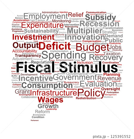 Fiscal Stimulus Word Cloud. Key Economic Terms for Policy and Recovery Insights 125391552
