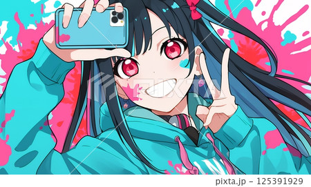 スマホを使う女の子 125391929