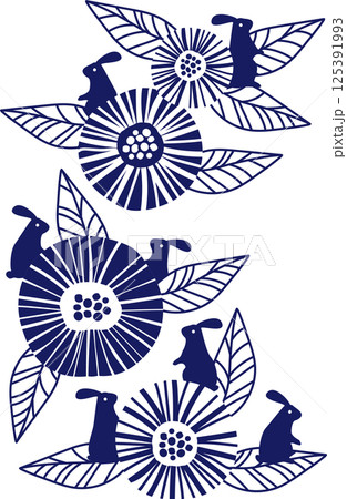 北欧風の花とウサギ 北欧風の花とウサギ 125391993