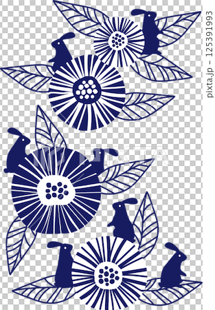 北欧風の花とウサギ 北欧風の花とウサギ 125391993