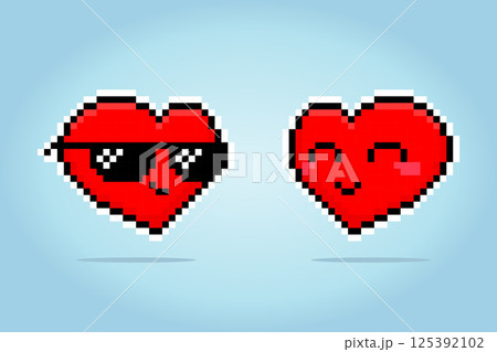 8-bit pixel heart character. Love icon couple in vector illustrations 125392102