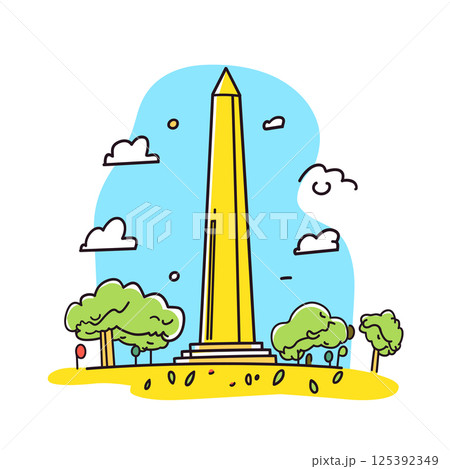 Washington Monument illustration in an doodle inca cartoon style. Simple minimalist drawing of Washington Monument Washington Monument illustration in an doodle inca cartoon style. Simple minimalist drawing of Washington Monument 125392349