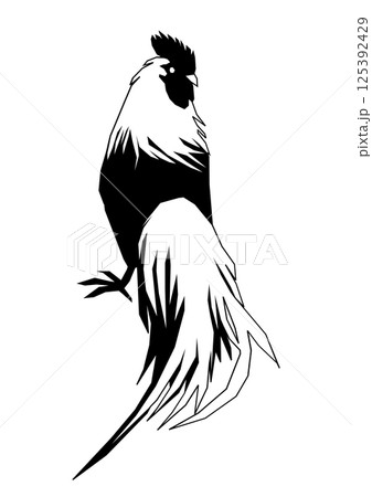 1羽の雄鶏のベクターイラスト(黒) 1羽の雄鶏のベクターイラスト(黒) 125392429