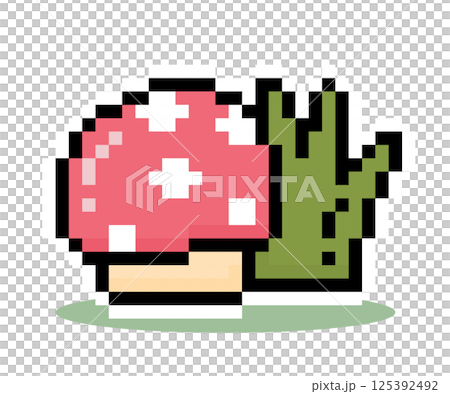 8 bit pixel mushroom icon. Plants for game assets and cross stitching patterns in vector illustrations. 8 bit pixel mushroom icon. Plants for game assets and cross stitching patterns in vector illustrations. 125392492
