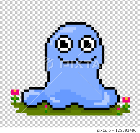 8-bit Pixel Funny Mucus Monster, Illustration of Pixel Art Vector. Set Doodle cute creatures. 8-bit Pixel Funny Mucus Monster, Illustration of Pixel Art Vector. Set Doodle cute creatures. 125392496