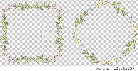 Frame of hand-drawn illustrations of natural plants 125392857