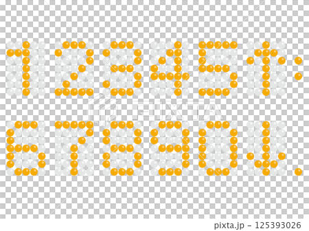 エレベーターや時計で使えるデジタル数字 黄色数字 125393026