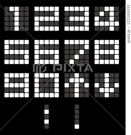 エレベーターや時計で使えるデジタル数字 白数字黒バック 125393033