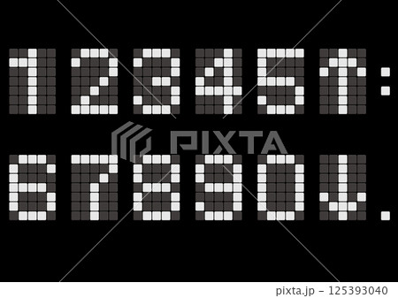 エレベーターや時計で使えるデジタル数字 白数字黒バック 125393040
