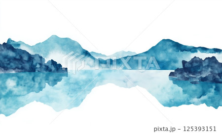 Blue Lagoon. Blue Lagoon hand drawn watercolor illustration Blue Lagoon. Blue Lagoon hand drawn watercolor illustration 125393151