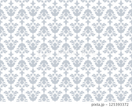 Flower geometric pattern. Seamless vector background. White and gray ornament. Ornament for fabric, wallpaper, packaging. Decorative print 125393372