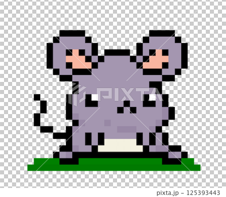 8-bit pixel rat. Animals for game assets and cross stitches patterns in vector illustrations. 125393443