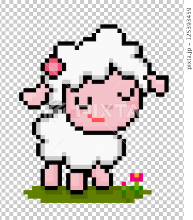 8 bit pixel of sheep. Animal pixels for game assets and cross stitch patterns in vector illustrations. 125393459