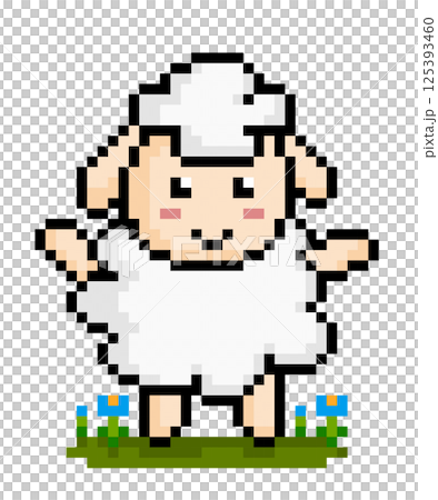 8 bit pixel of sheep. Animal pixels for game assets and cross stitch patterns in vector illustrations. 8 bit pixel of sheep. Animal pixels for game assets and cross stitch patterns in vector illustrations. 125393460