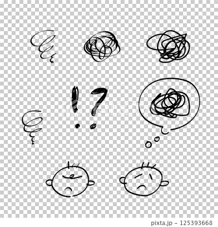Simple line drawing illustration of emotional confusion and stress 125393668