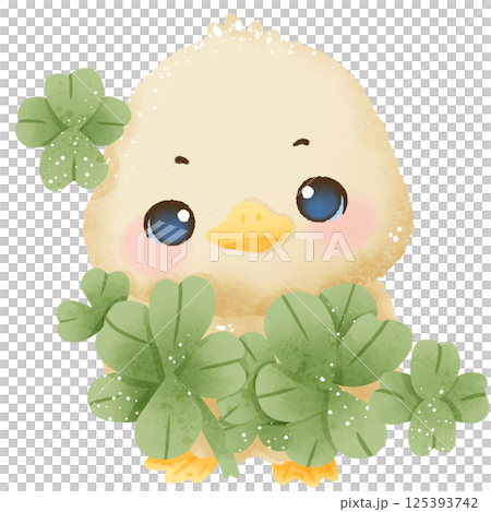 Cute baby goose with shamrocks hand drawn clipart with transparent background. Perfect for cards, crafts, stickers, and spring designs Cute baby goose with shamrocks hand drawn clipart with transparent background. Perfect for cards, crafts, stickers, and spring designs 125393742