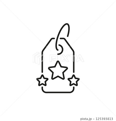 Price Tag With Stars Line Icon. Quality Rating And Premium Product Label Outline Symbol. Customer Satisfaction And Brand Excellence. Editable Stroke. Isolated Vector Illustration Price Tag With Stars Line Icon. Quality Rating And Premium Product Label Outline Symbol. Customer Satisfaction And Brand Excellence. Editable Stroke. Isolated Vector Illustration 125393813