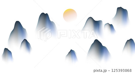 Modern design vector illustration of beautiful Chinese ink landscape painting. 125393868