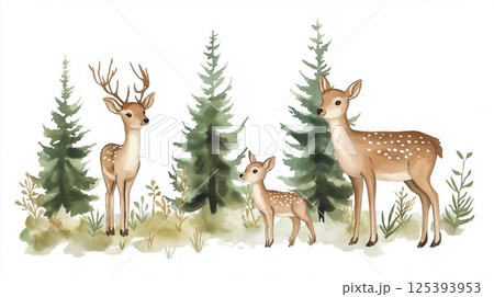 Black Forest. Black Forest hand drawn watercolor illustration Black Forest. Black Forest hand drawn watercolor illustration 125393953