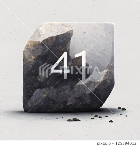 number four stone on a white background, 3d render, gray background number 41 125394012