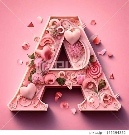 Valentine's Day background with pink letter A. 3d rendering Valentine's Day background with pink letter A. 3d rendering 125394282