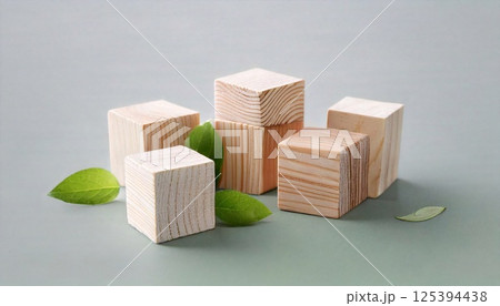 Wooden eco cubes designed for children's creativity and learning activities 125394438