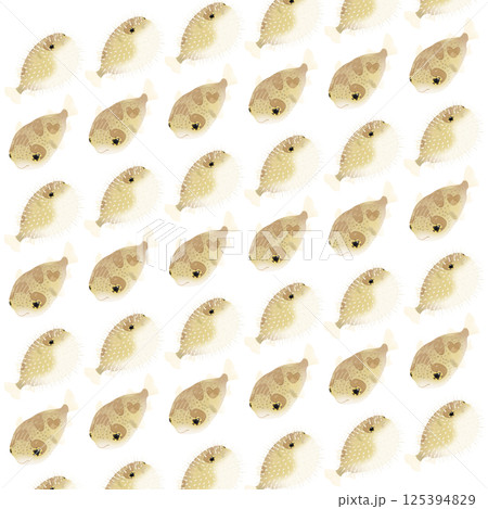 かわいいハリセンボンのパターンイラスト かわいいハリセンボンのパターンイラスト 125394829