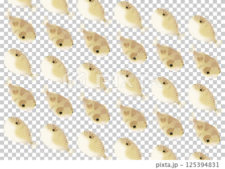 かわいいハリセンボンのパターンイラスト 125394831