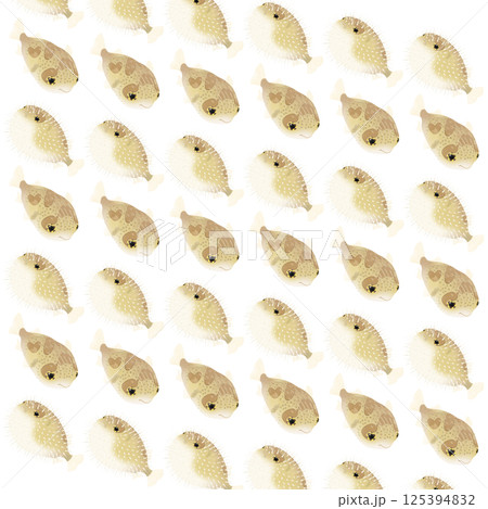 かわいいハリセンボンのパターンイラスト 125394832