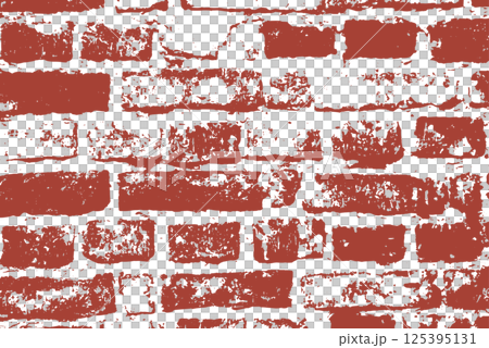 Brick wall grunge texture. Bricks grungy background. Aged brick wall pattern. Red brick wall illustration.	 125395131