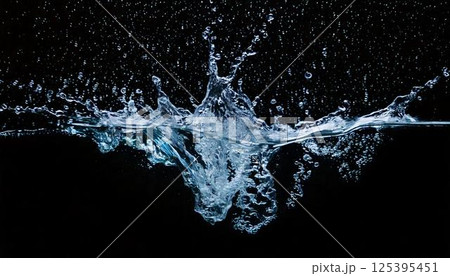 炭酸飲料や冷たい表現に使える背景 水滴が跳ねる瞬間を捉えた黒背景の高精細スプラッシュ写真 炭酸飲料や冷たい表現に使える背景 水滴が跳ねる瞬間を捉えた黒背景の高精細スプラッシュ写真 125395451