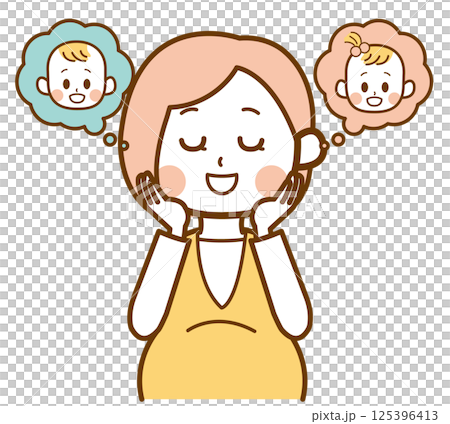 A pregnant woman imagines the gender of her baby 125396413