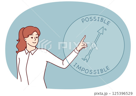 Businesswoman chooses between possible and impossible when deciding on business development. 125396529